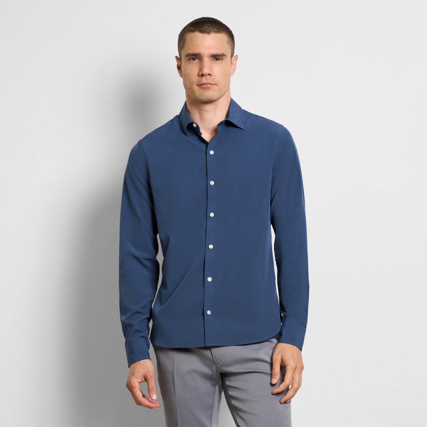 360 Comfort Long Sleeve Button Up Top Solid – Slim Fit