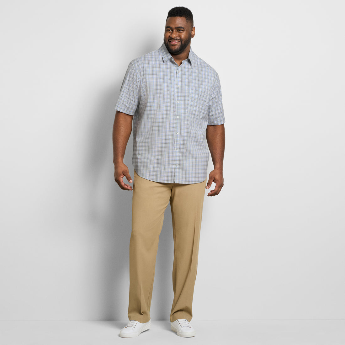 Folsen Short Sleeve Stain Shield Shirt Plaid Print - Big &amp; Tall