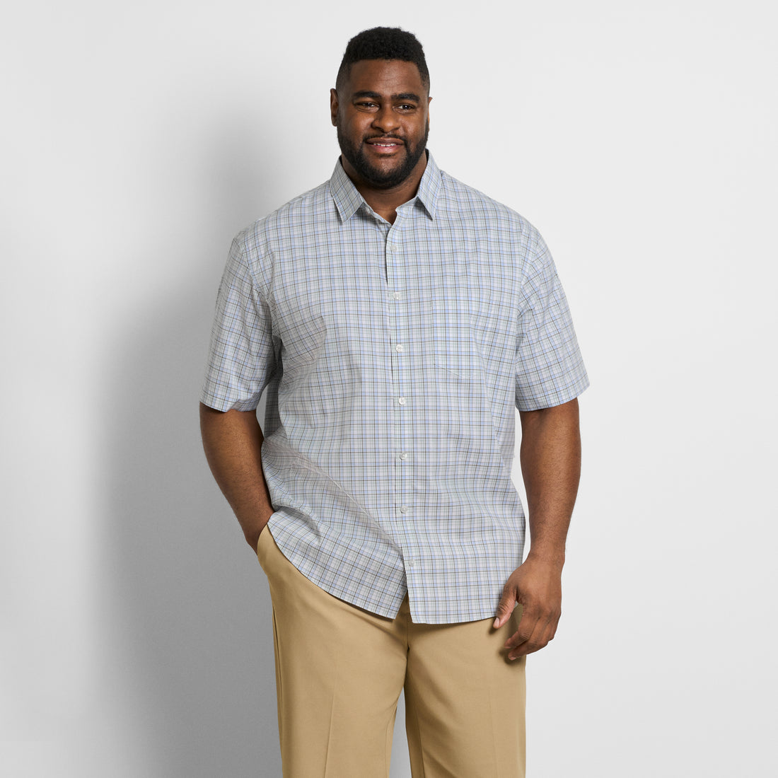 Folsen Short Sleeve Stain Shield Shirt Plaid Print - Big &amp; Tall