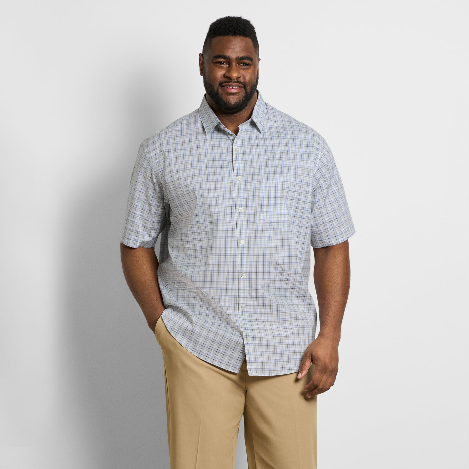 Folsen Short Sleeve Stain Shield Shirt Plaid Print - Big &amp; Tall