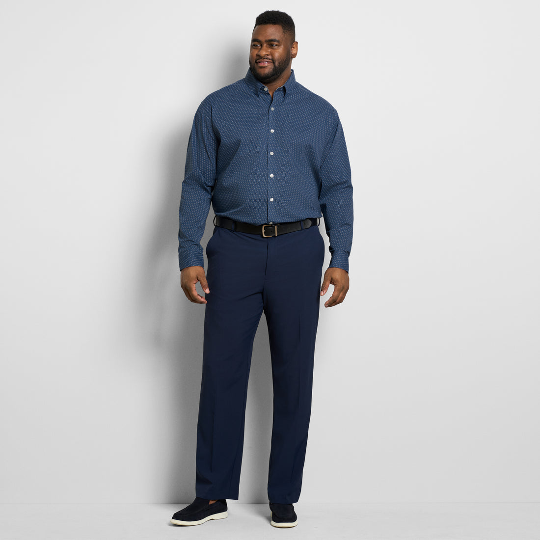 Cronbie Long Sleeve Stain Shield Shirt Herringbone Print - Big & Tall