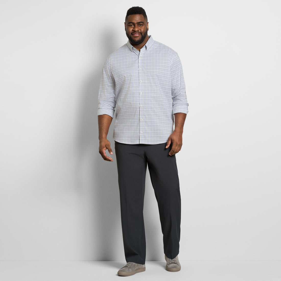 Cronbie Long Sleeve Stain Shield Shirt Open Plaid Print - Big & Tall