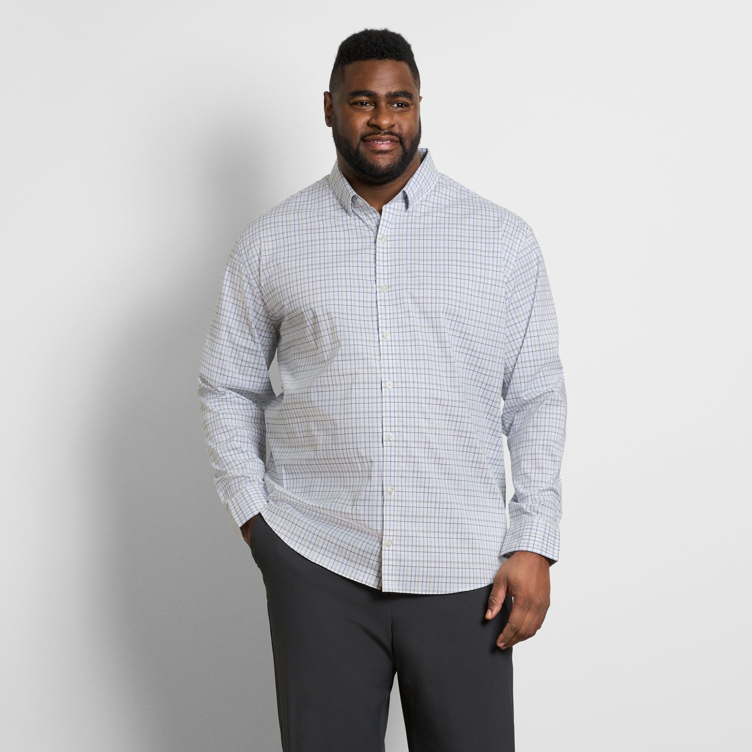 Cronbie Long Sleeve Stain Shield Shirt Open Plaid Print - Big &amp; Tall