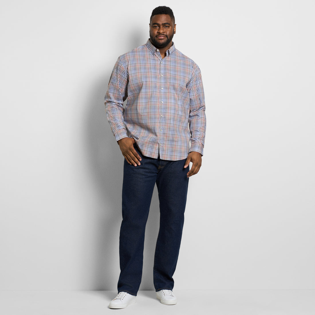 Cronbie Long Sleeve Stain Shield Shirt Tattersall Print - Big & Tall