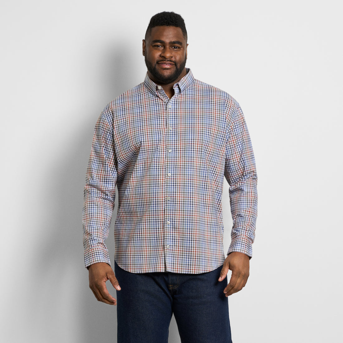 Cronbie Long Sleeve Stain Shield Shirt Tattersall Print - Big & Tall