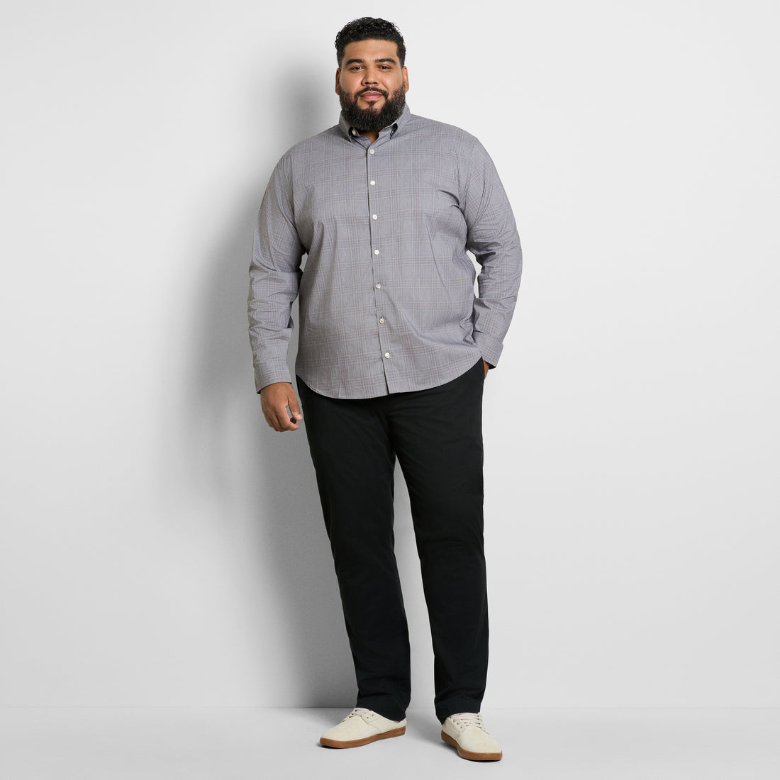 Cronbie Long Sleeve Everyday Defense Stain Shield Shirt End on End Plaid Print - Big &amp; Tall