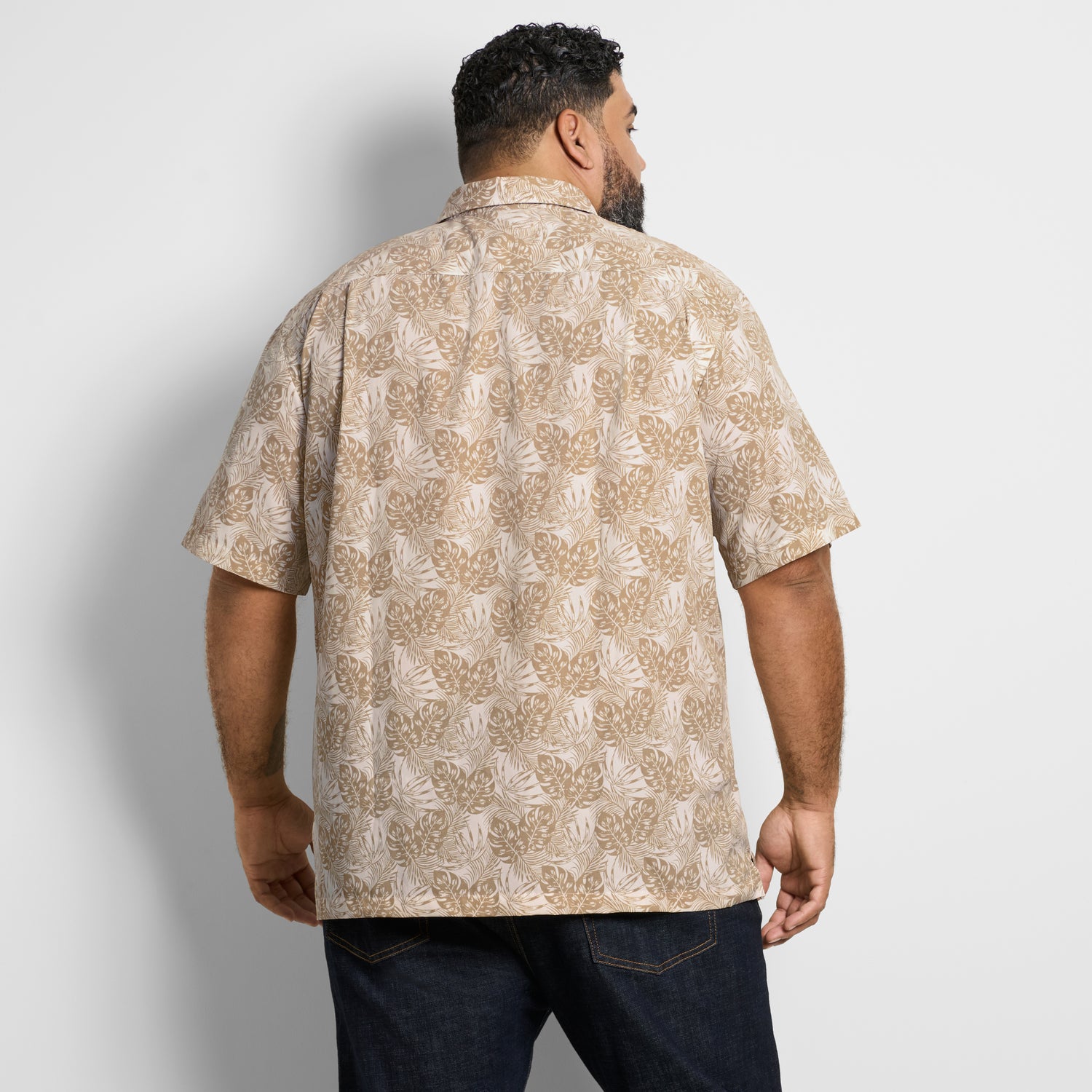 Big &amp; Tall Weekend Short Sleeve Camp Mono Print Shirt