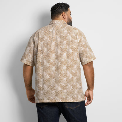 Big &amp; Tall Weekend Short Sleeve Camp Mono Print Shirt