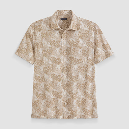 Big &amp; Tall Weekend Short Sleeve Camp Mono Print Shirt