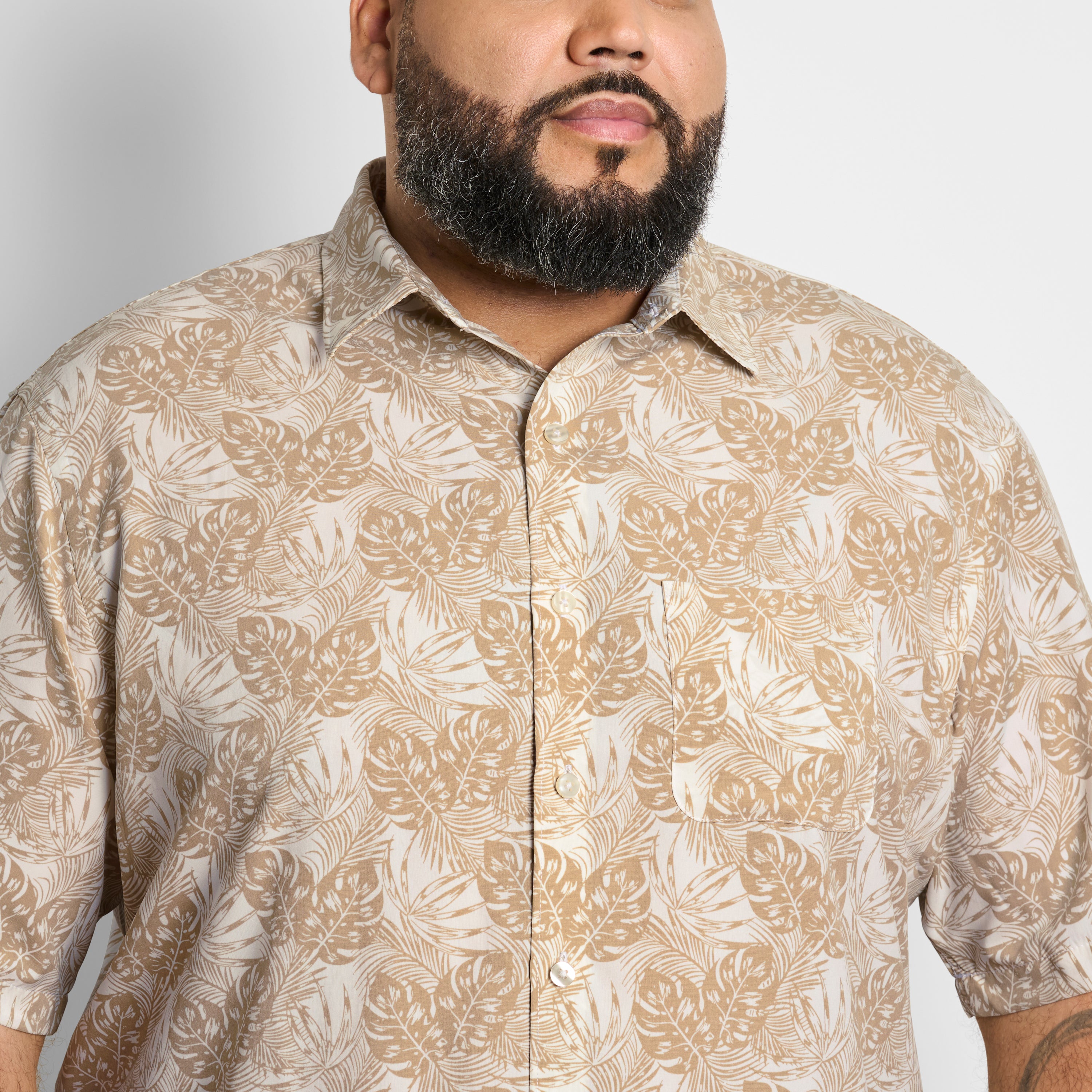 Big &amp; Tall Weekend Short Sleeve Camp Mono Print Shirt