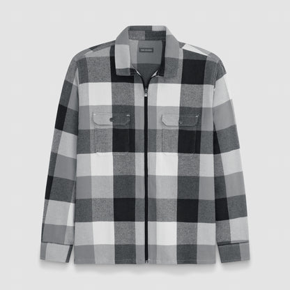 Plaid Zip Front Shirt Jacket