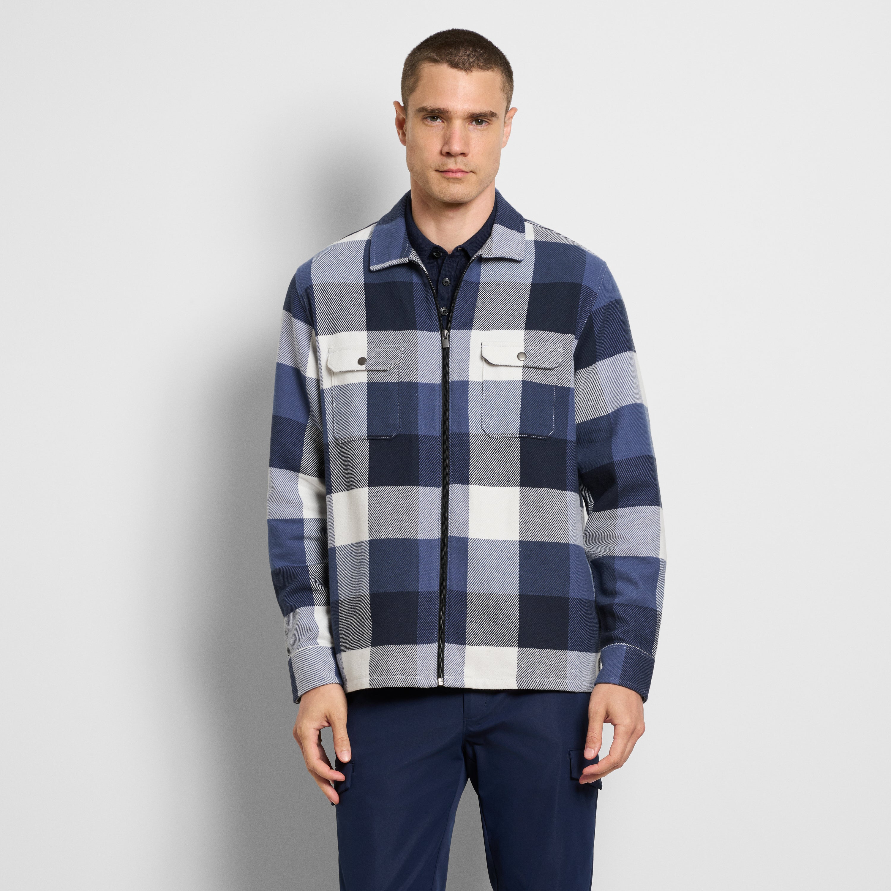 Plaid Zip Front Shirt Jacket
