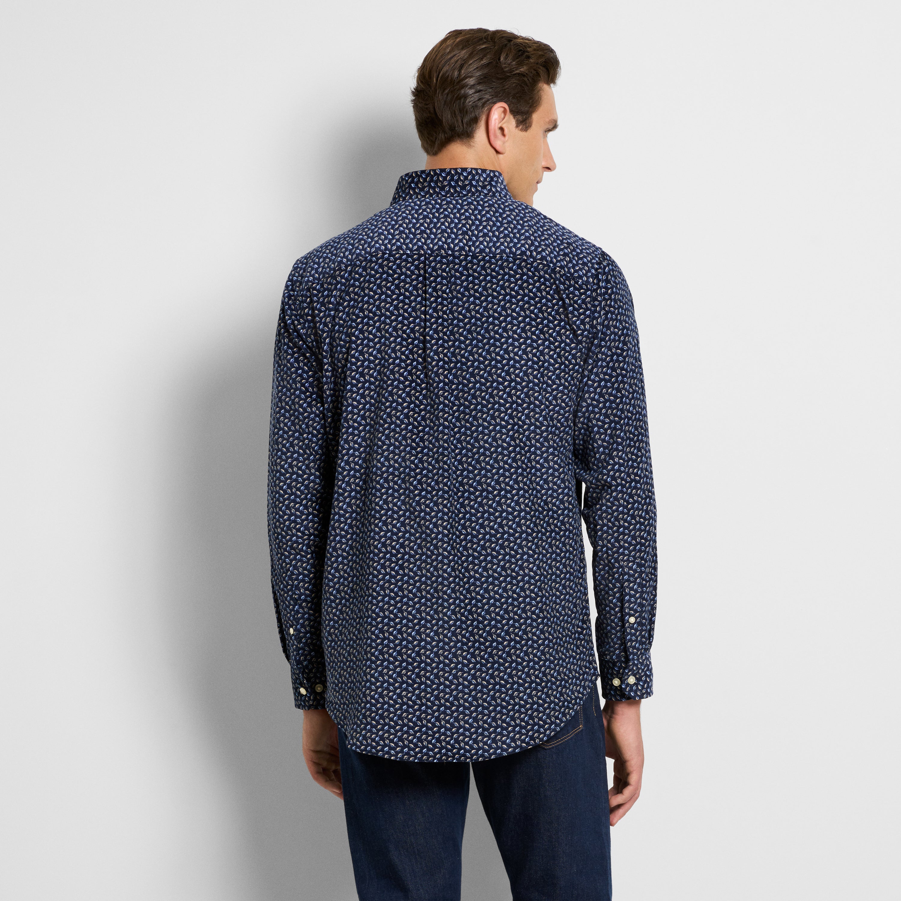 Weekend Corduroy Leaf Print Long Sleeve Shirt - Regular Fit