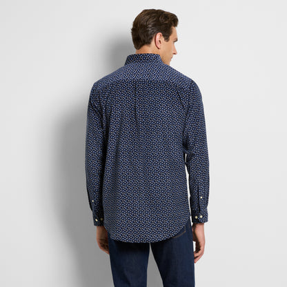 Weekend Corduroy Leaf Print Long Sleeve Shirt - Regular Fit