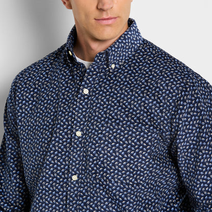 Weekend Corduroy Leaf Print Long Sleeve Shirt - Regular Fit