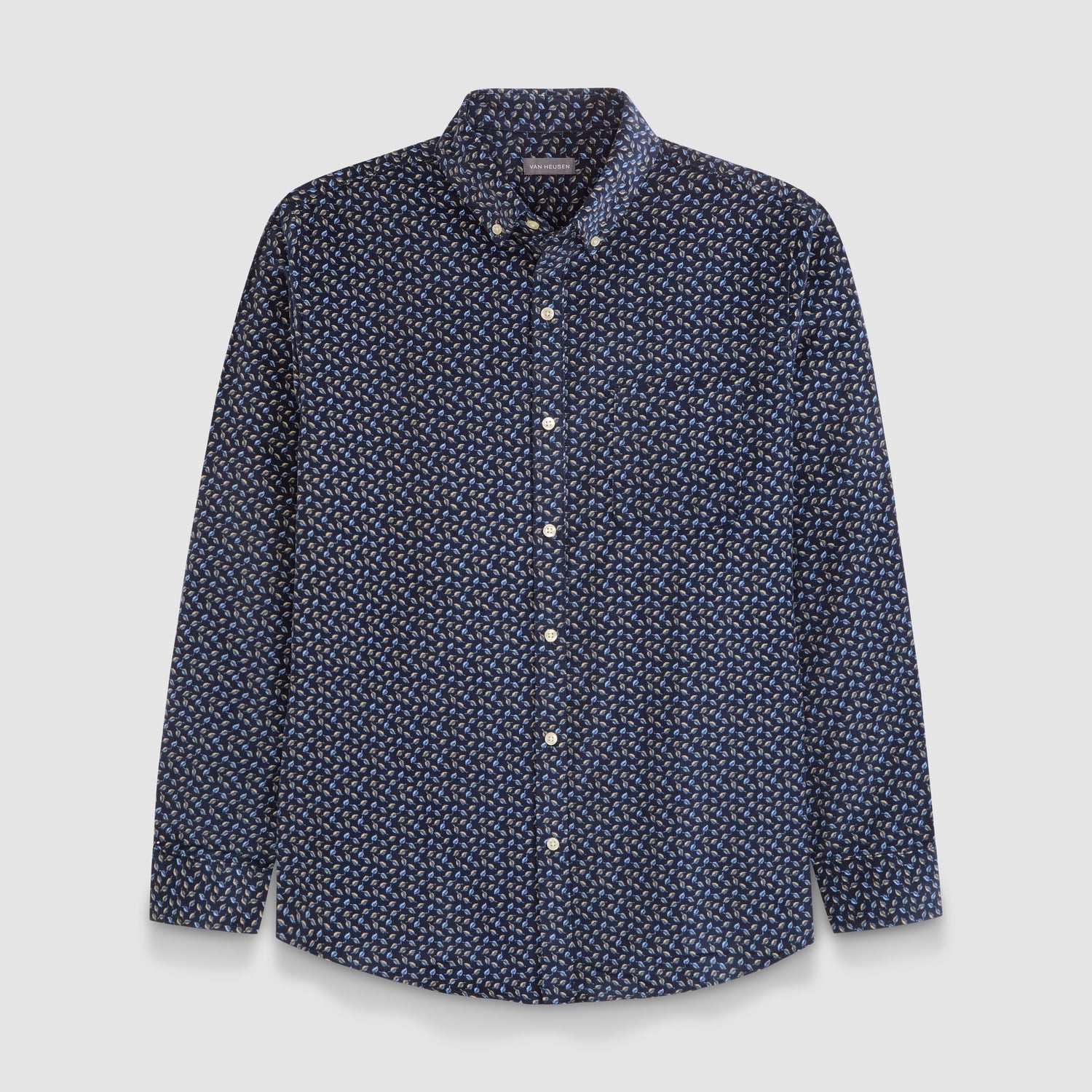 Weekend Corduroy Leaf Print Long Sleeve Shirt - Regular Fit