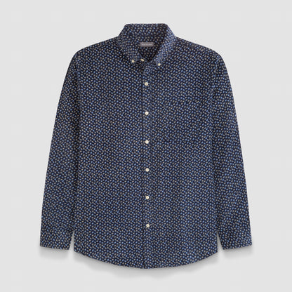 Weekend Corduroy Leaf Print Long Sleeve Shirt - Regular Fit