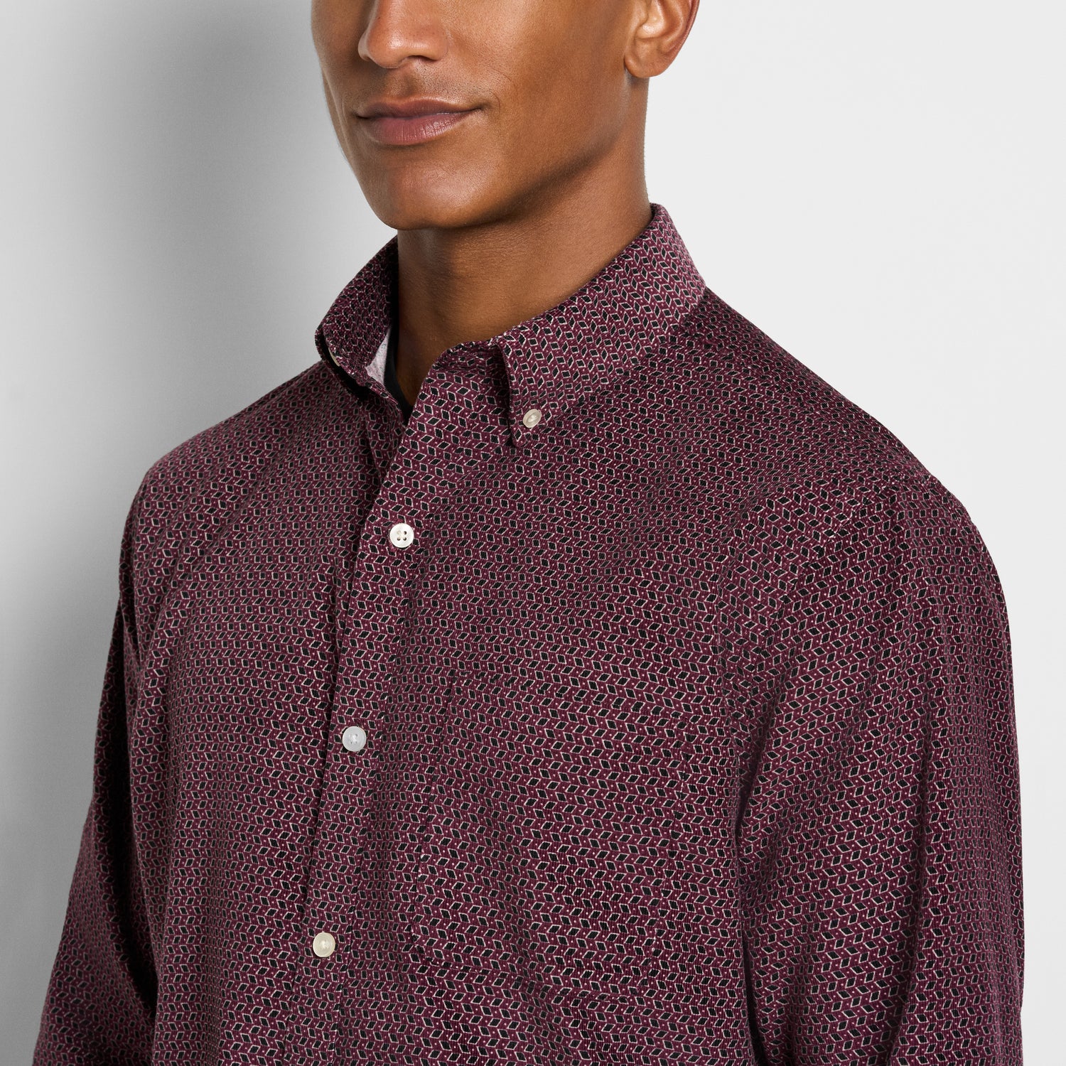 Weekend Corduroy Diamond Print Long Sleeve Shirt - Regular Fit