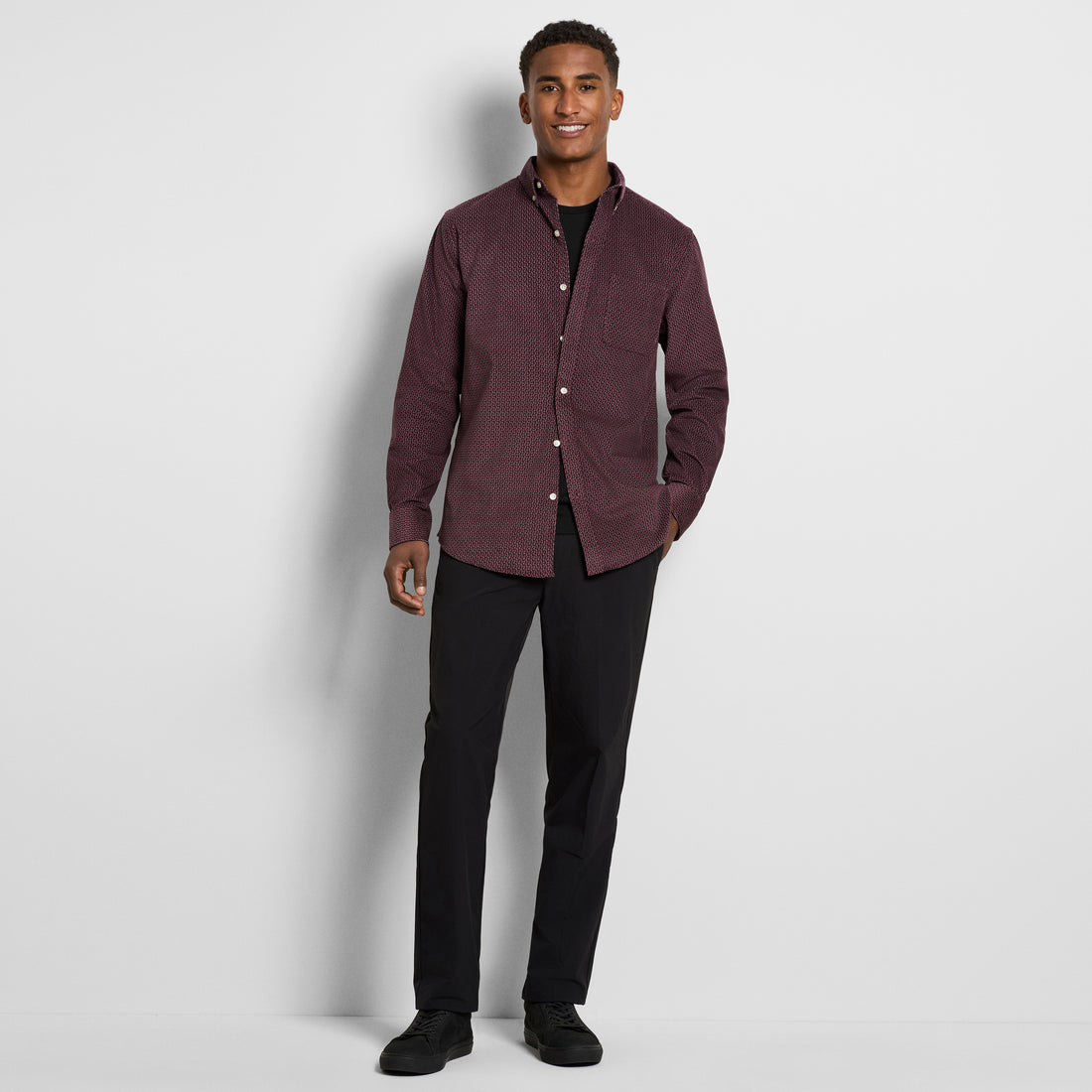 Weekend Corduroy Diamond Print Long Sleeve Shirt - Regular Fit