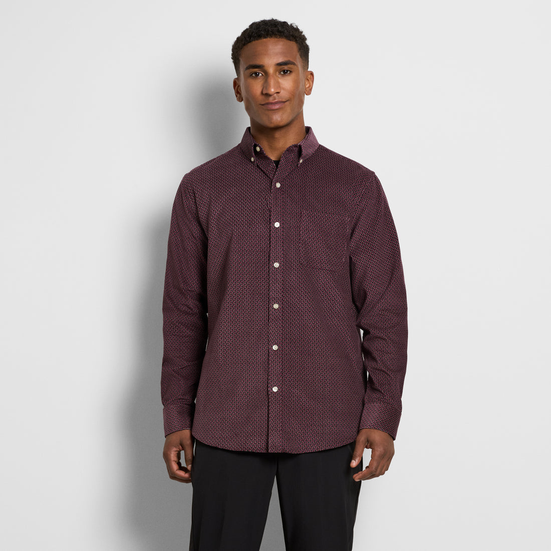 Weekend Corduroy Diamond Print Long Sleeve Shirt - Regular Fit
