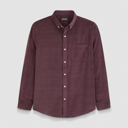 Weekend Corduroy Diamond Print Long Sleeve Shirt - Regular Fit