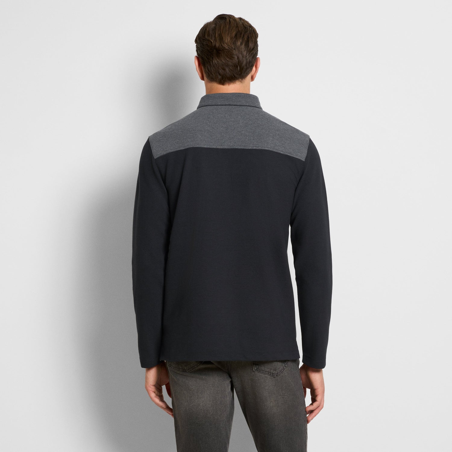 Regular Fit Essential Ottoman Blocked Long Sleeve Polo