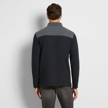 Regular Fit Essential Ottoman Blocked Long Sleeve Polo