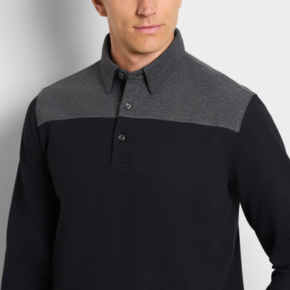 Regular Fit Essential Ottoman Blocked Long Sleeve Polo