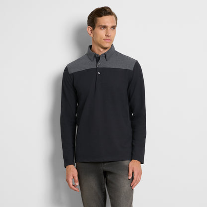 Essential Ottoman Blocked Long Sleeve Polo - Regular Fit
