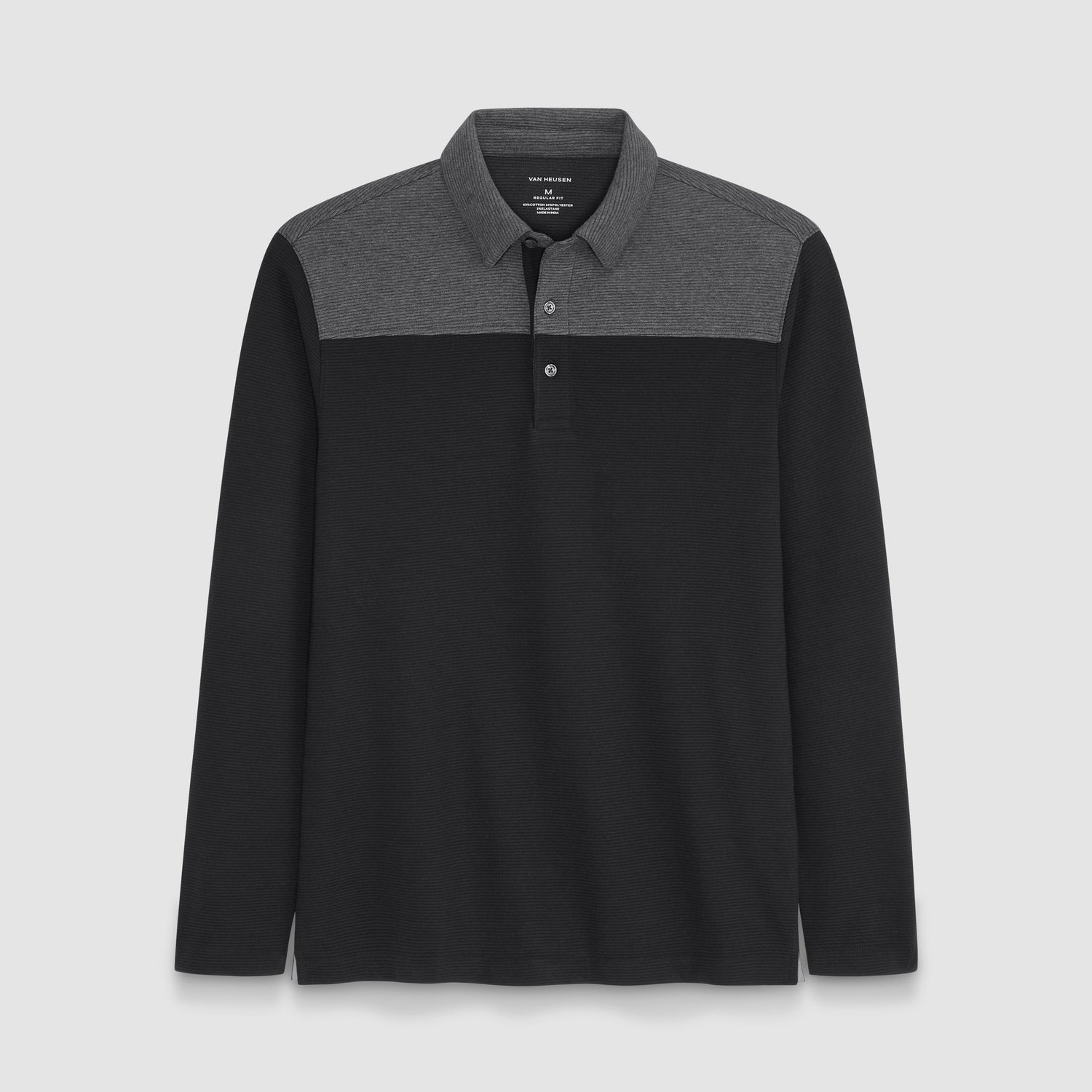 Regular Fit Essential Ottoman Blocked Long Sleeve Polo