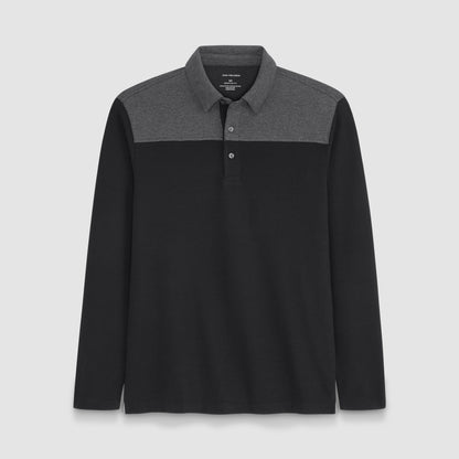 Regular Fit Essential Ottoman Blocked Long Sleeve Polo