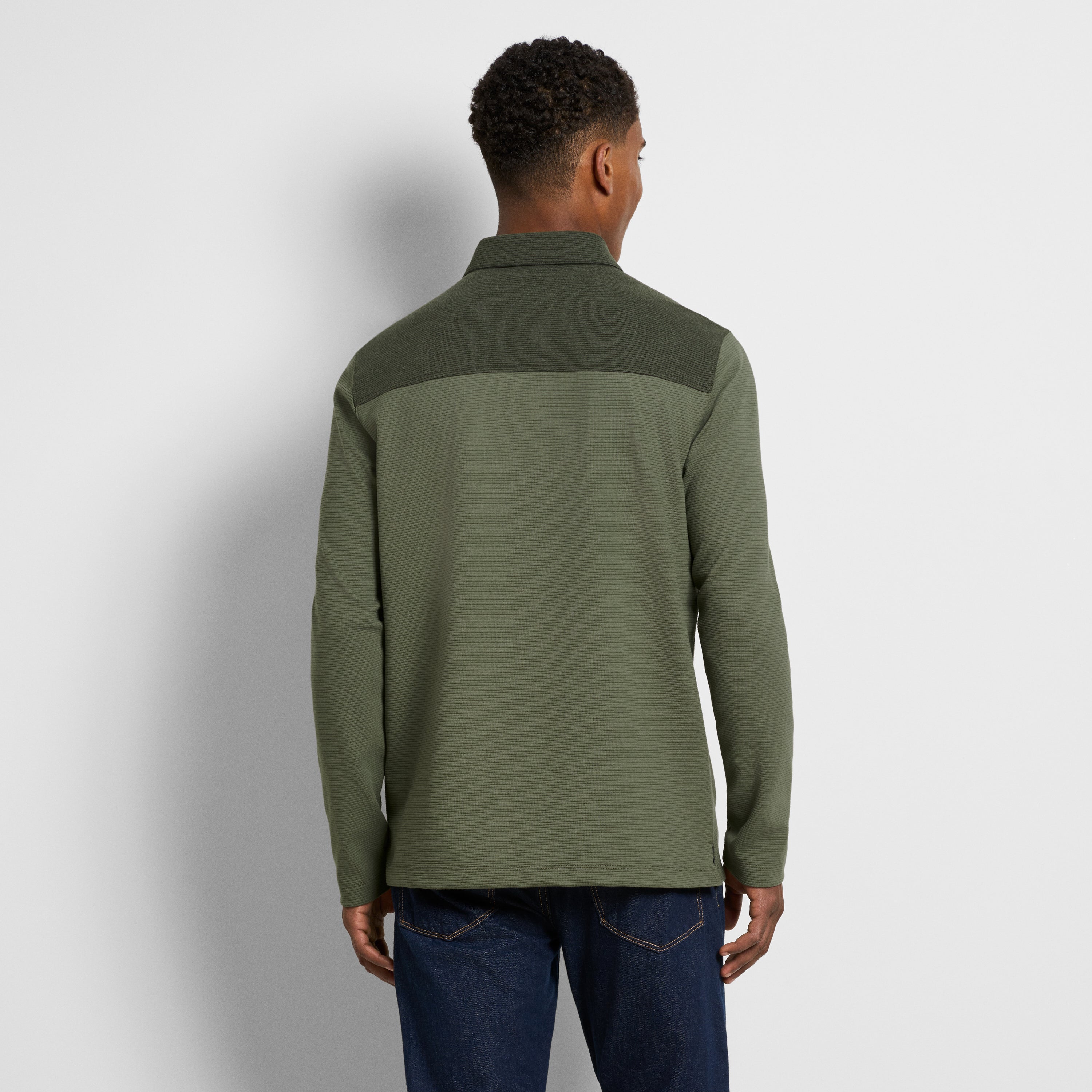 Regular Fit Essential Ottoman Blocked Long Sleeve Polo