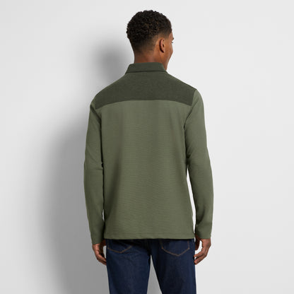 Regular Fit Essential Ottoman Blocked Long Sleeve Polo