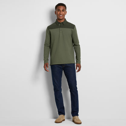 Regular Fit Essential Ottoman Blocked Long Sleeve Polo