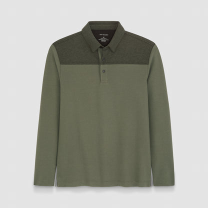 Regular Fit Essential Ottoman Blocked Long Sleeve Polo