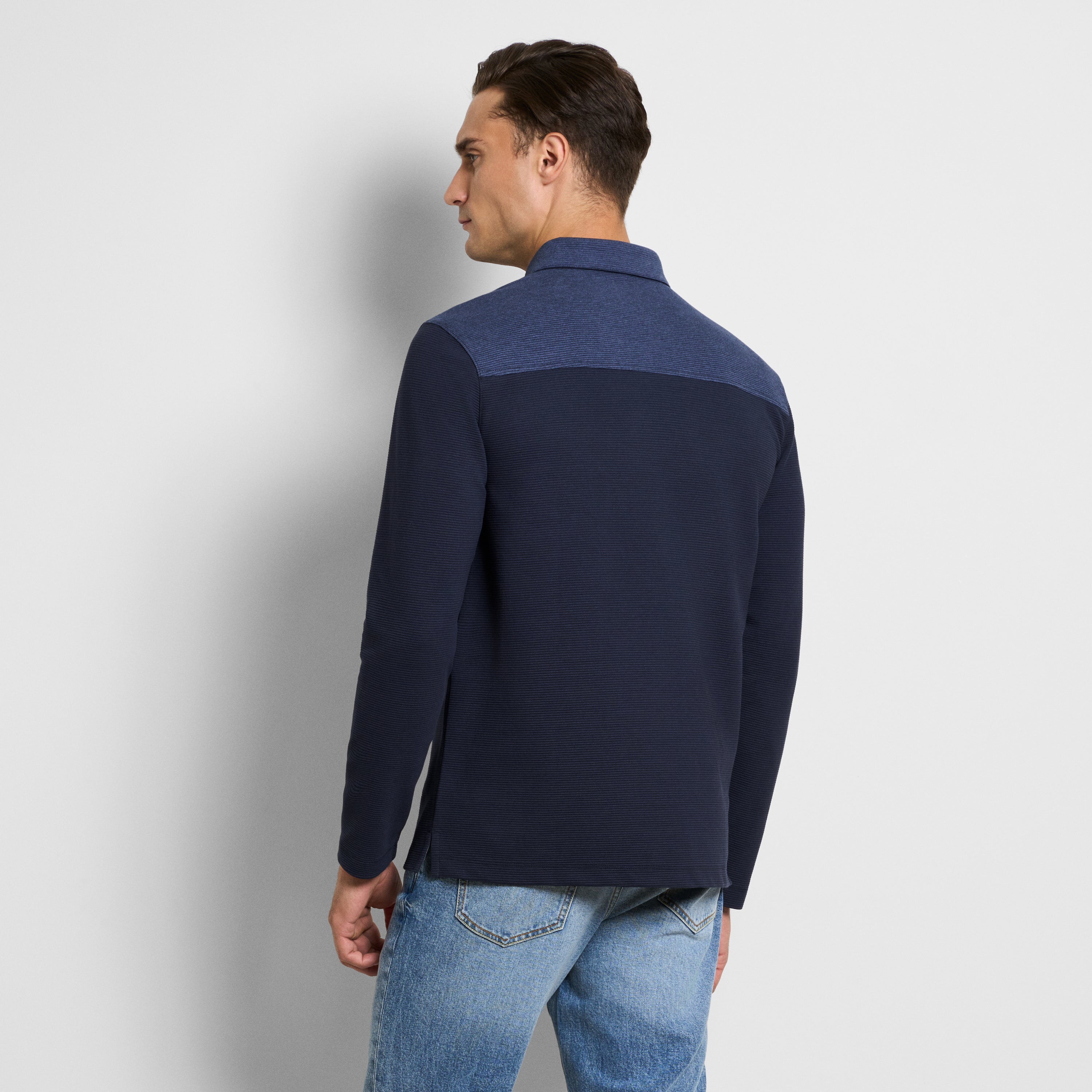 Essential Ottoman Blocked Long Sleeve Polo - Regular Fit