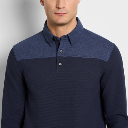 Regular Fit Essential Ottoman Blocked Long Sleeve Polo