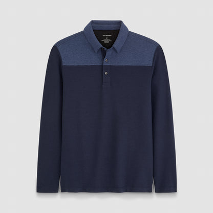 Essential Ottoman Blocked Long Sleeve Polo - Regular Fit
