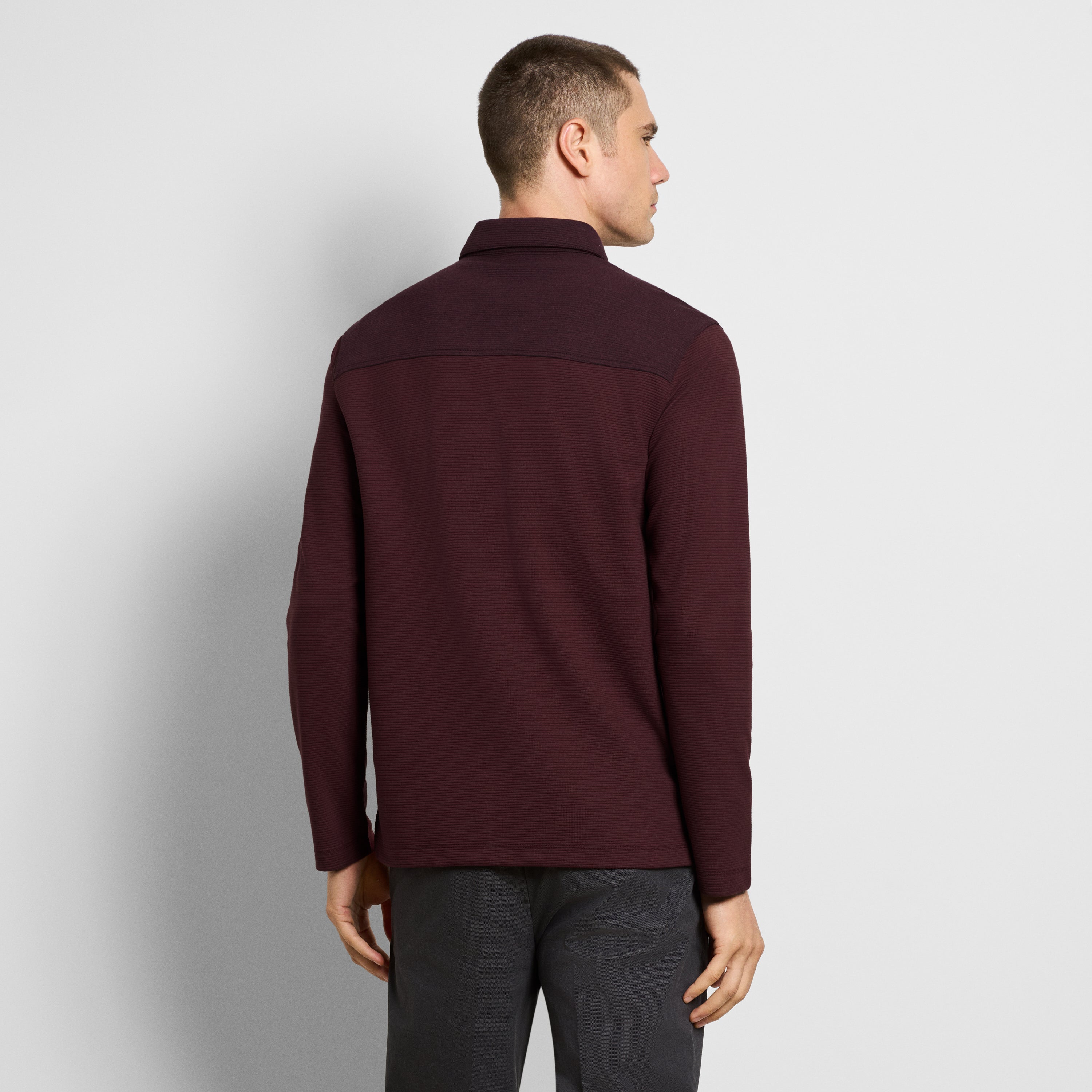 Regular Fit Essential Ottoman Blocked Long Sleeve Polo