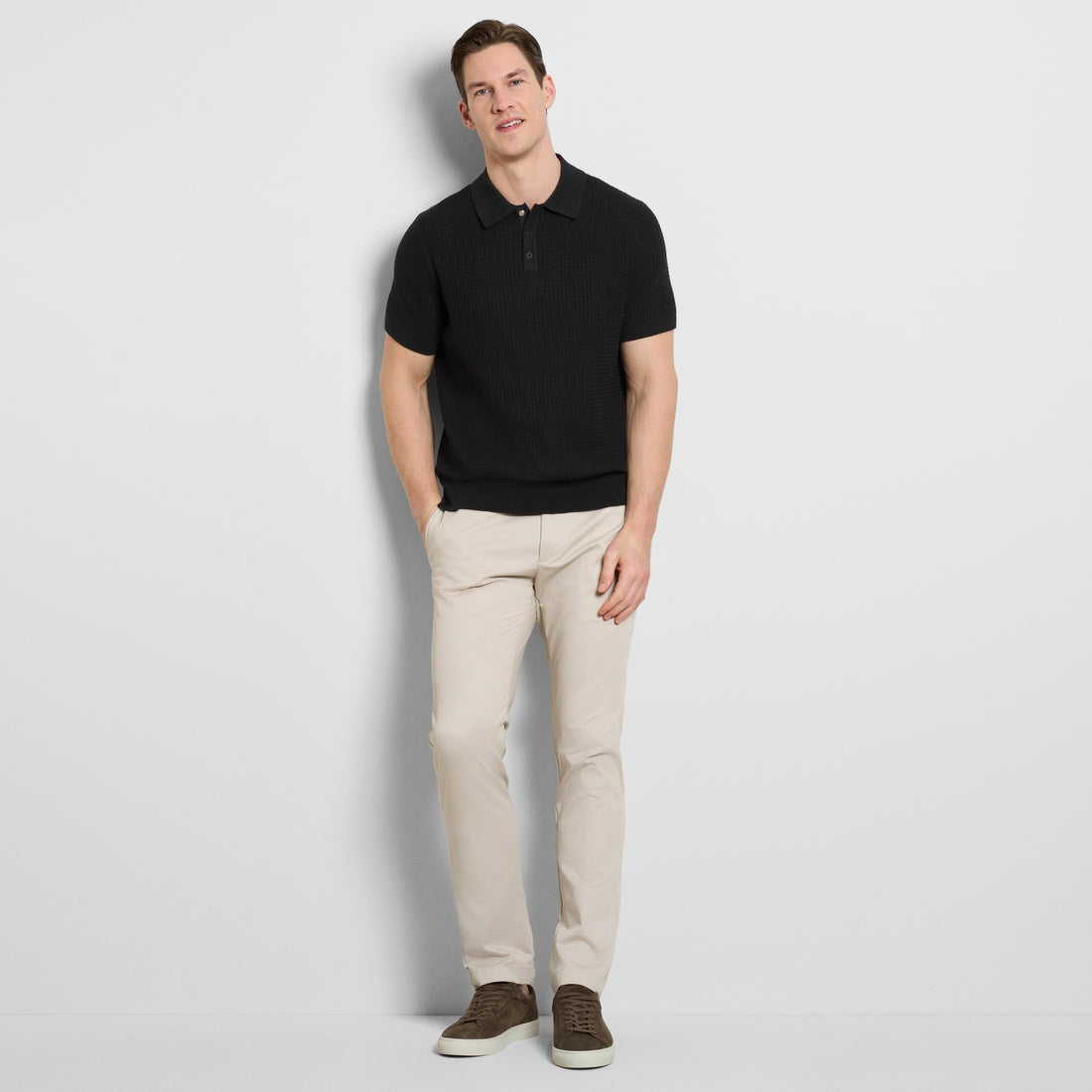 Smart Temp Texture Short Sleeve Snap Polo