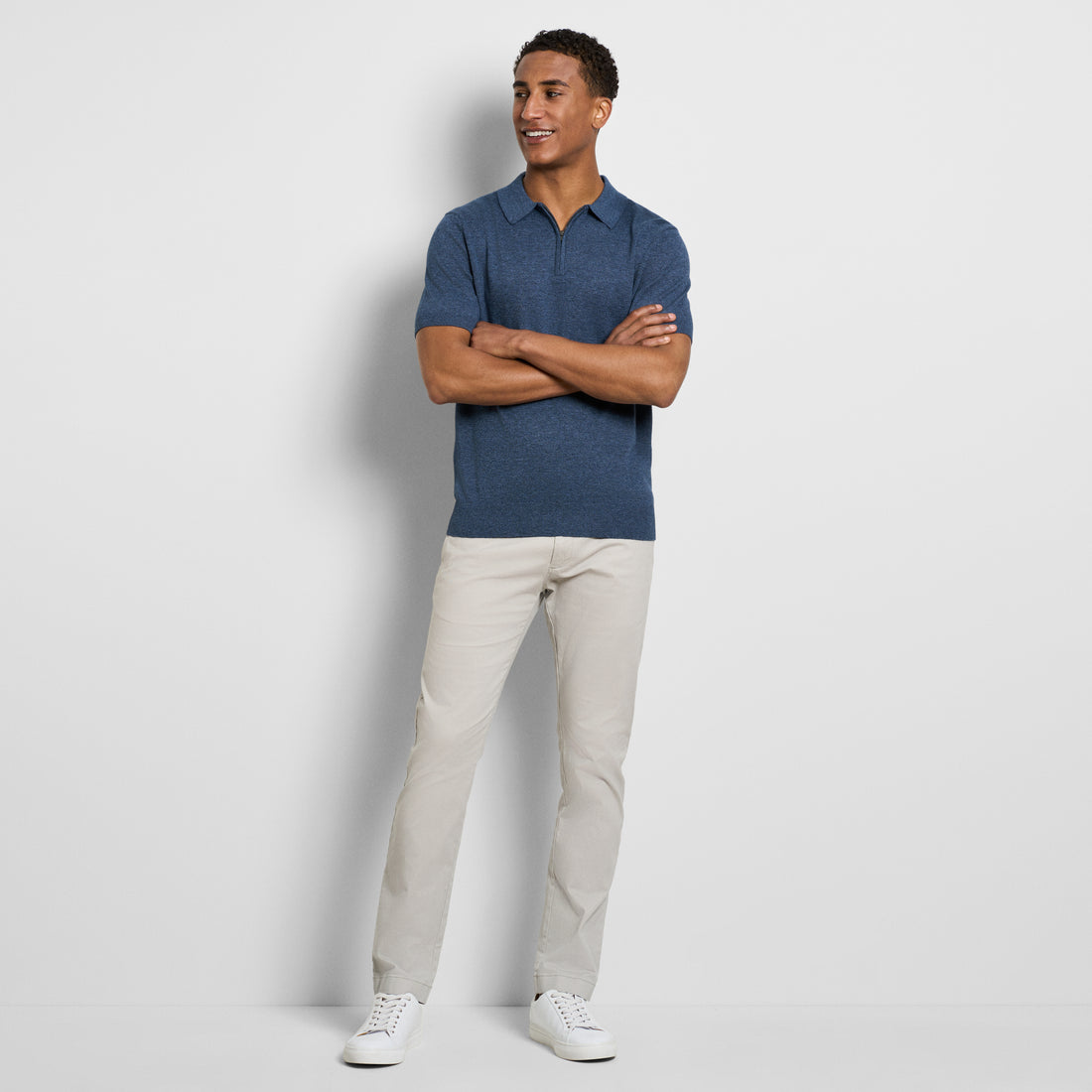 Smart Temp Marled Short Sleeve Zip Polo