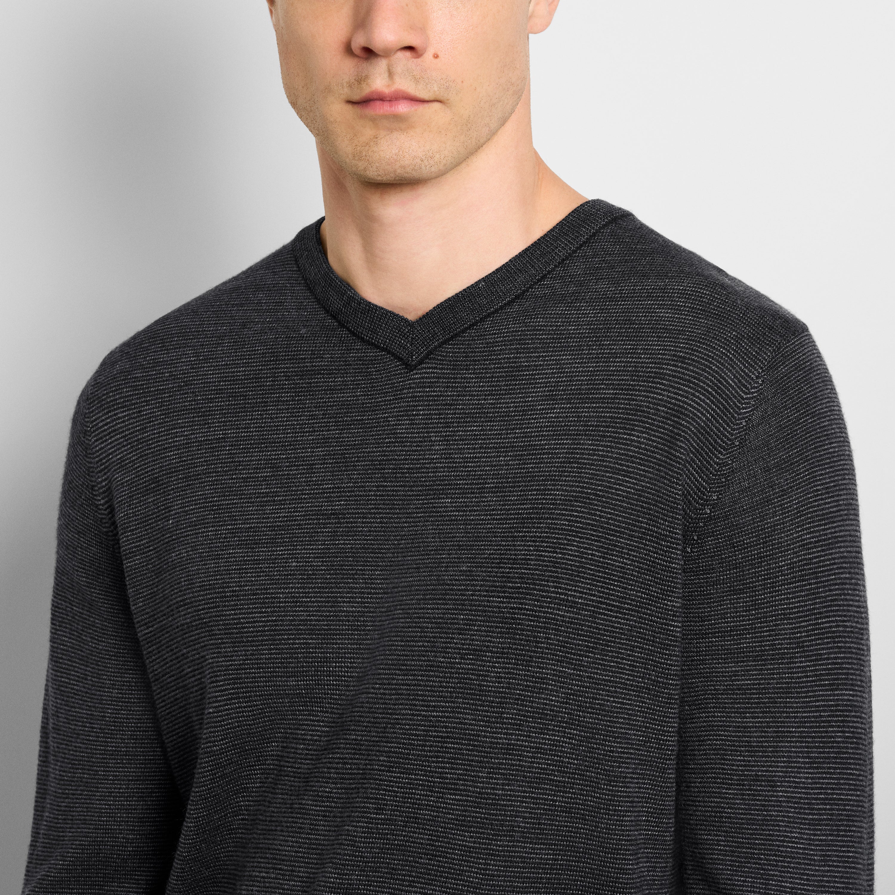Essential End on End Long Sleeve V-Neck Sweater