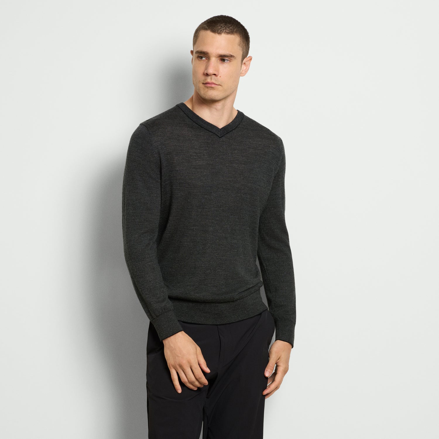 Essential End on End Long Sleeve V-Neck Sweater