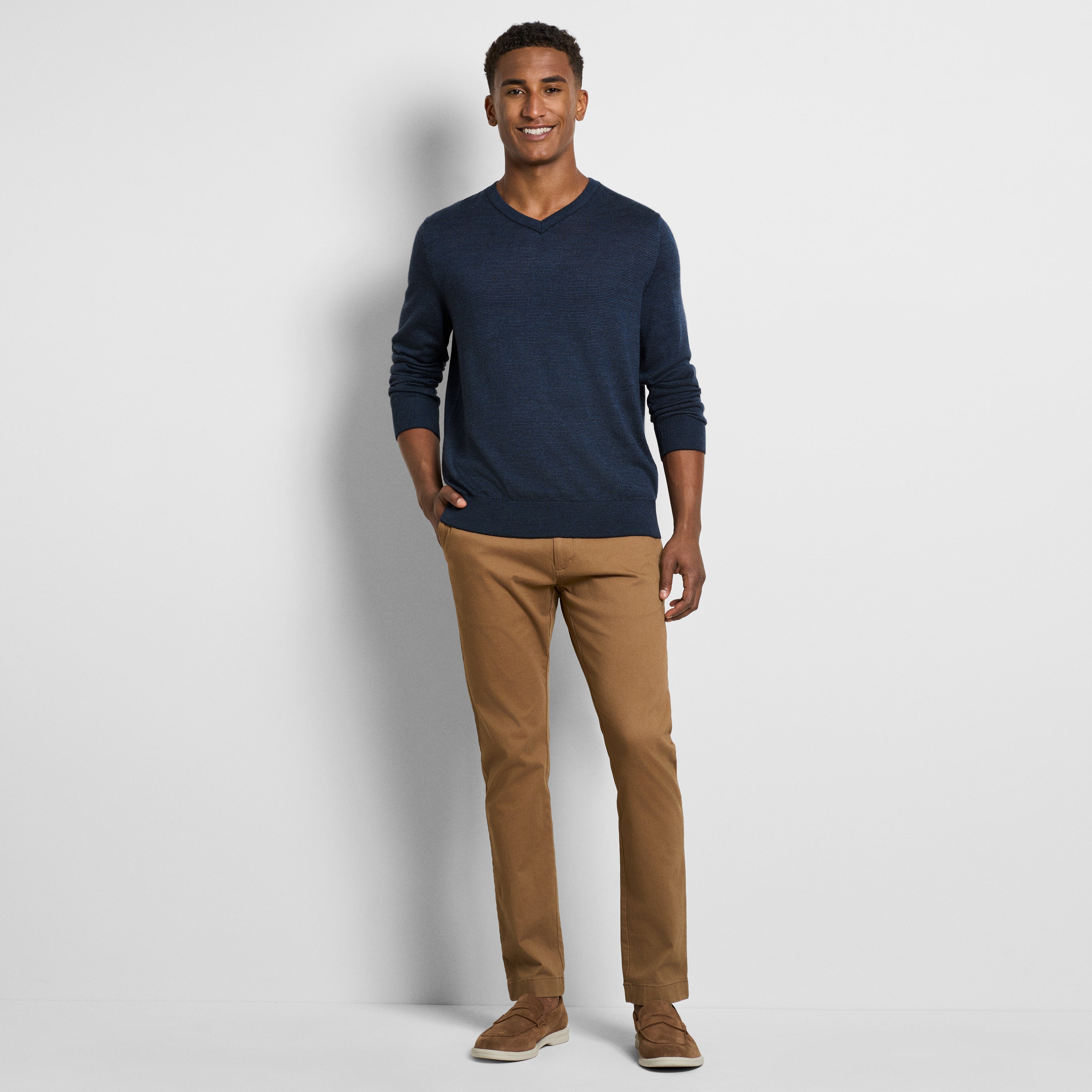 Essential End on End Long Sleeve V-Neck Sweater