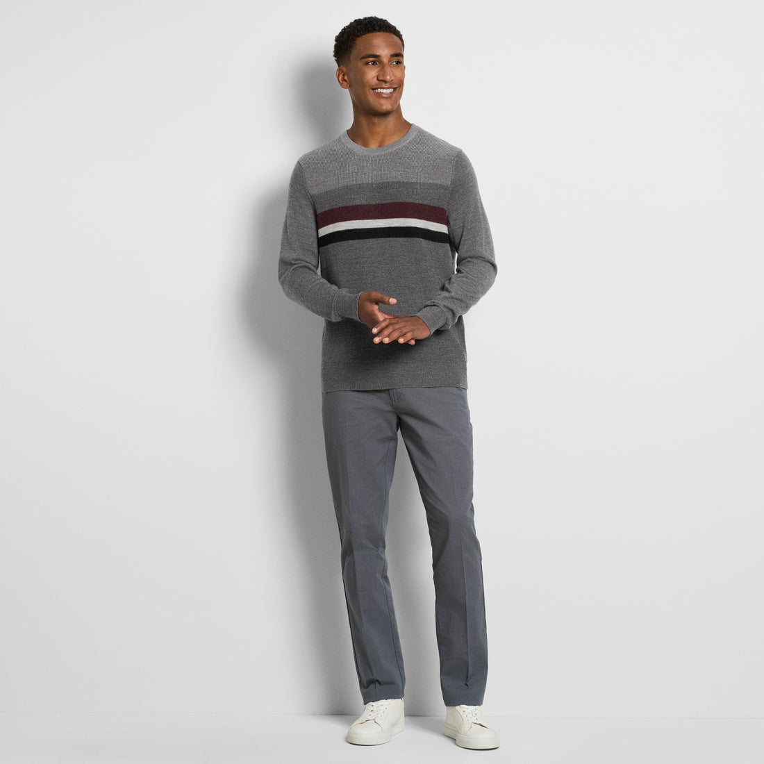 Essential Ski Stripe Long Sleeve Crewneck Sweater
