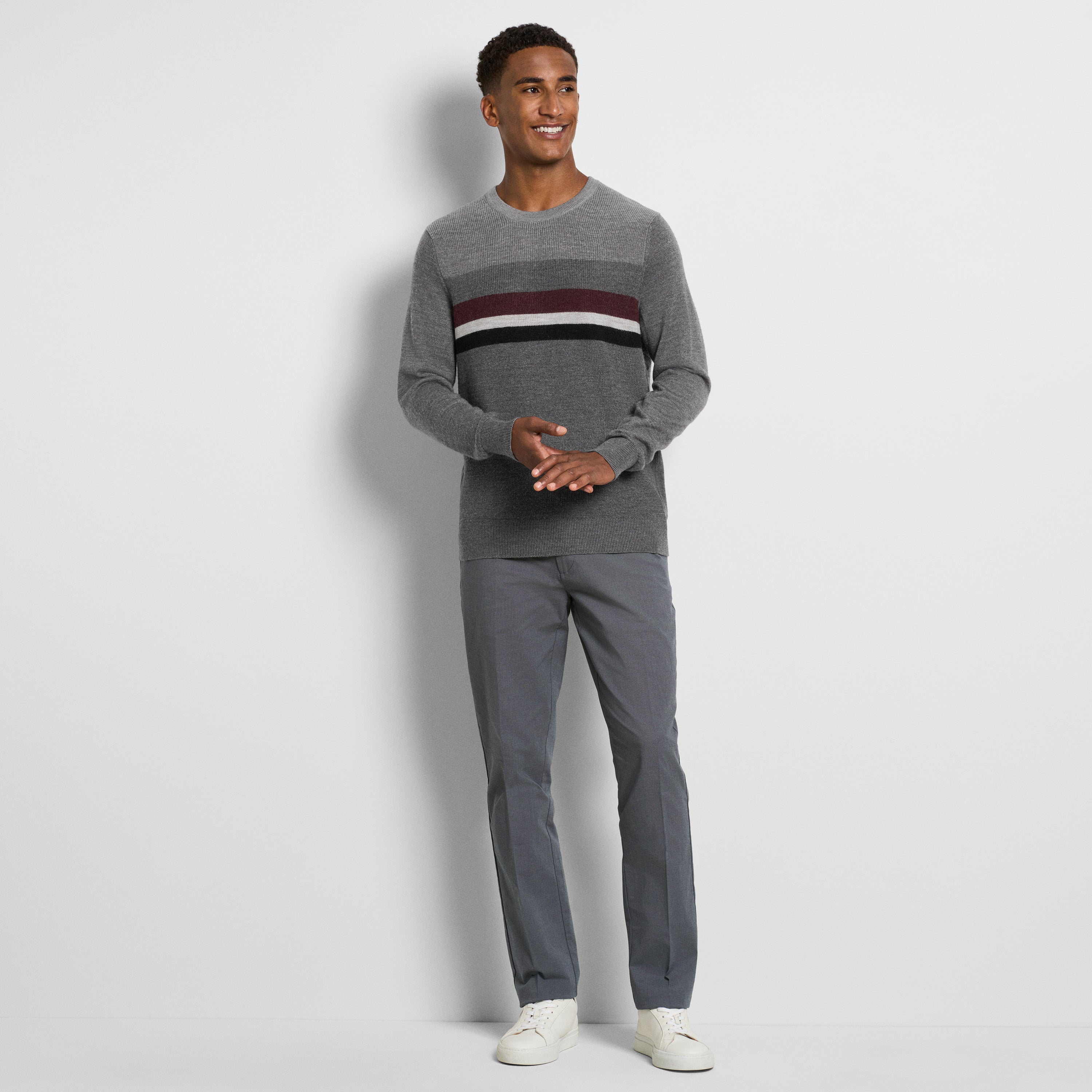 Essential Ski Stripe Long Sleeve Crewneck Sweater