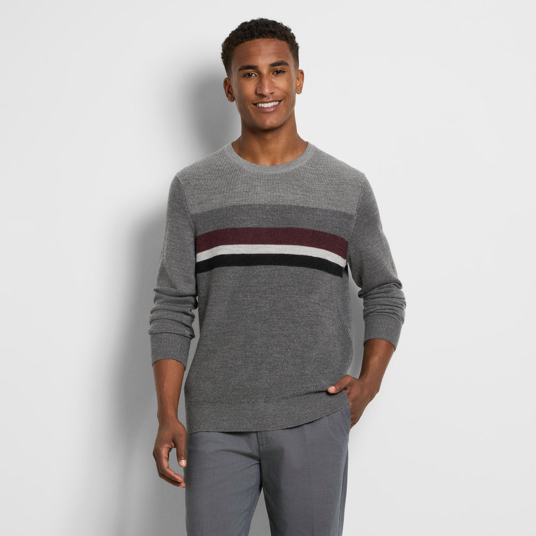 Essential Ski Stripe Long Sleeve Crewneck Sweater