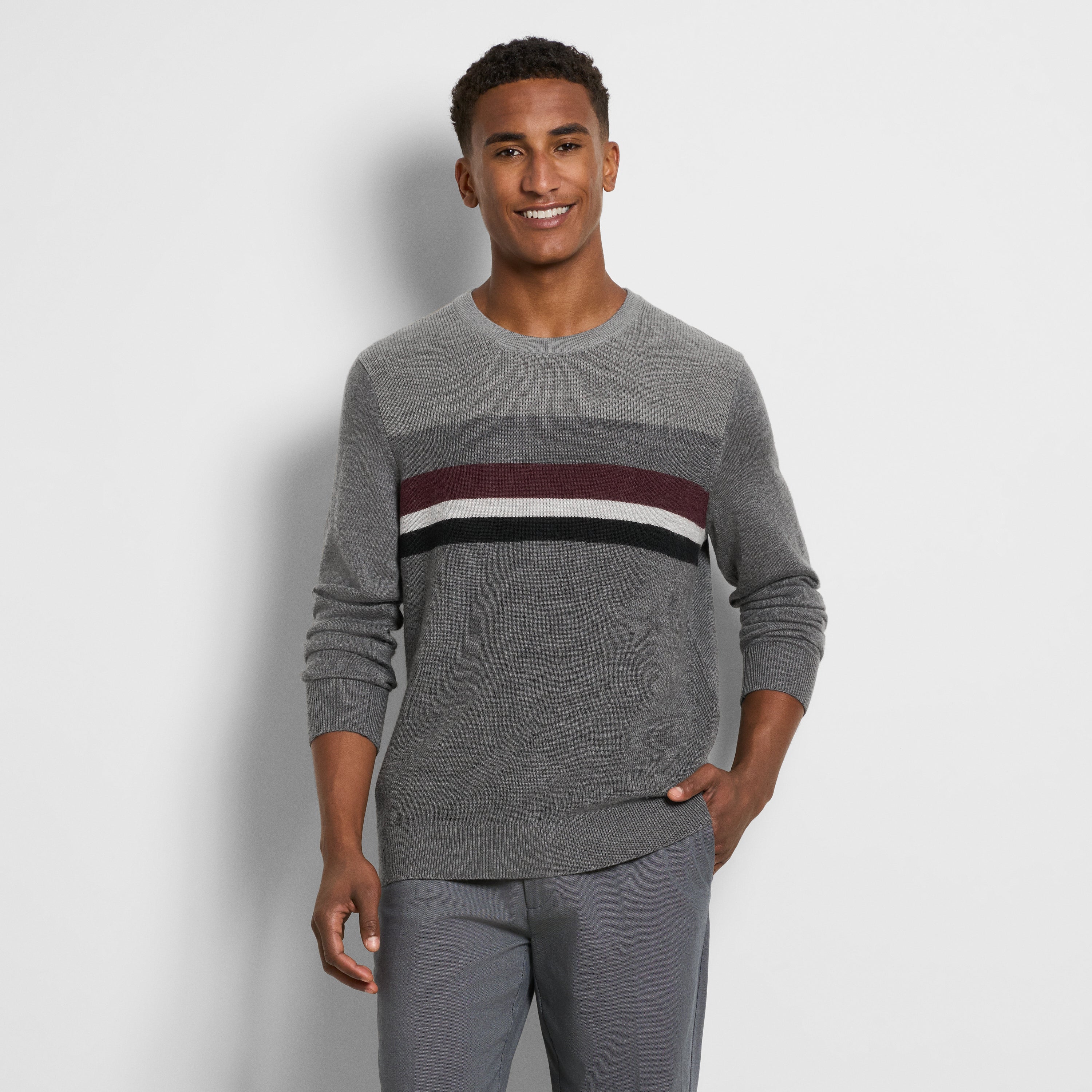 Essential Ski Stripe Long Sleeve Crewneck Sweater