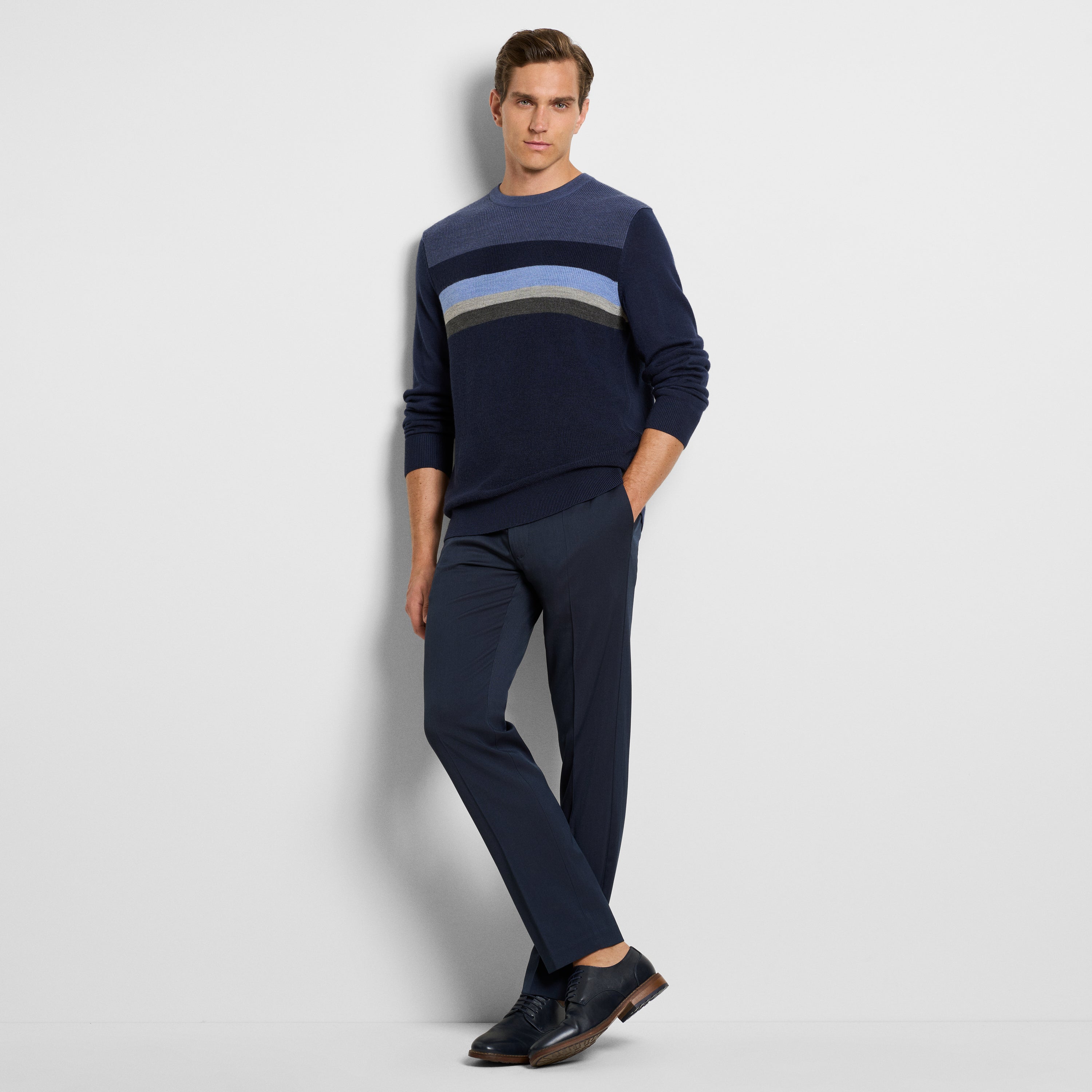 Essential Ski Stripe Long Sleeve Crewneck Sweater