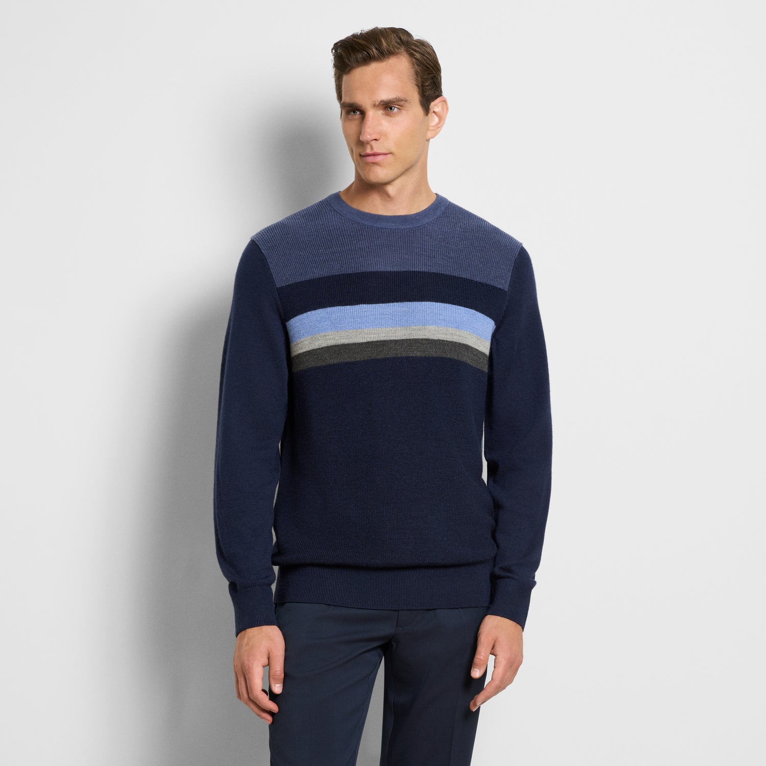 Essential Ski Stripe Long Sleeve Crewneck Sweater